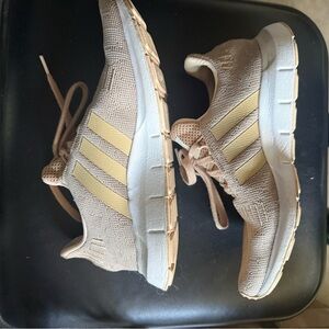 Adidas Tan Sneakers with Gold Accents